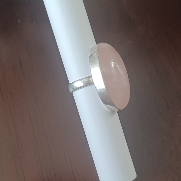 Real ROSE QUARTZ  SILVER RING - Picture 2 of 9